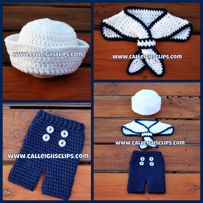 Instant Download Crochet Pattern No. 104 Ship Shape Sailor Set image 1