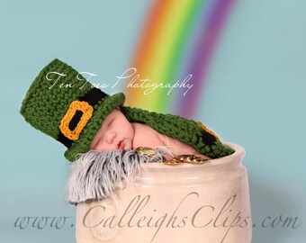 Instant Download Crochet Pattern - No. 53 - Luckiest Leprechaun- Cuddle Cape Set  - Newborn Photography Prop