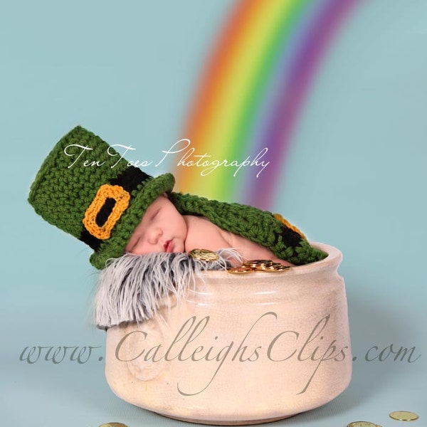 Sofort Download Häkelanleitung - Nr. 53 - Luckiest Leprechaun - Kuschel Cape Set - Neugeborenen Fotografie Prop