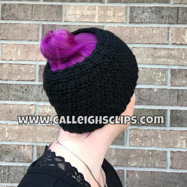 Messy Bun Headband, Ponytail Hat, Ear warmer - Rainbow or Solids image 3