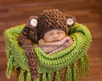 Instant Downloadl Crochet Pattern - No. 7 Chunky Monkey - Cuddle Critter Cape Set  - Newborn Photography Prop