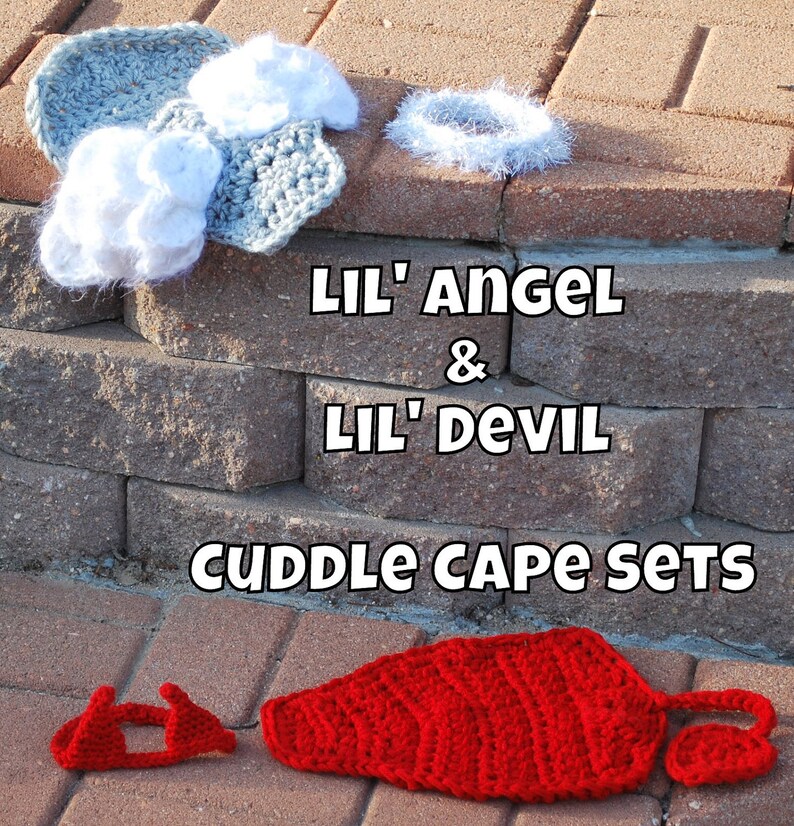 Lil' Devil Cuddle Critter Cape Set Newborn Photography Prop image 2