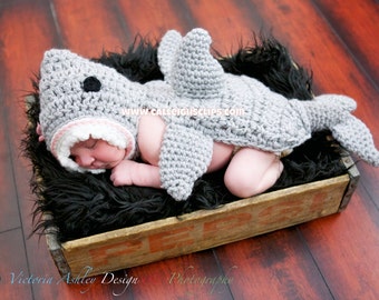 Instant Download Crochet Pattern No. 100 - Jawesome Shark Cuddle Critter Cape Set