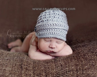 Tiny Textured Newsboy Cap for Babies, Newborn Photography Prop - Customizable