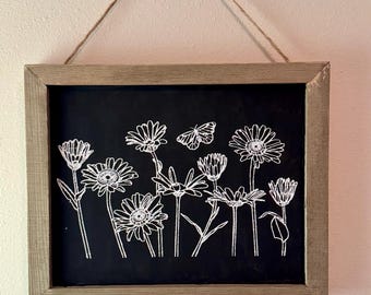 Rustic Daisy Butterfly Wood Sign | Farmhouse Western Wall Art
