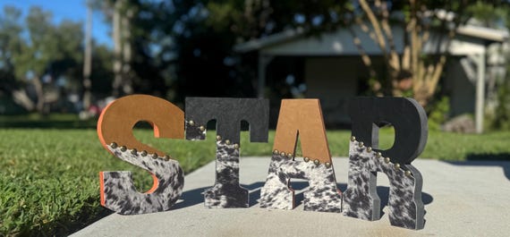 Personalized Cowhide Letter | Western Wall Decor | Rustic Monogram