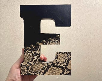 Custom Snakeskin Letter: Rustic Cowgirl Decor with Suede & Studs