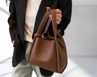 Elegante borsa a mano / Borsa a tracolla alla moda in PU per donna / Borsa a tracolla marrone morbida / Borsa da lavoro quotidiana alla moda e di grande capacità