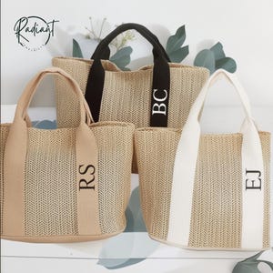 Custom Beach Straw Bags, Bridal shower bag, Bridesmaid Bag , Wedding Gift, Beach Bag Bachelorette, Bridesmaid Proposal, Tote Bag