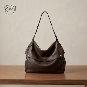 Genuine Leather Hobo Bag for Women, Shoulder Bag, Soft Slouchy Tote Purse, Minimalist Everyday Handbag, Large Capacity Bag, Gift for Her Brown