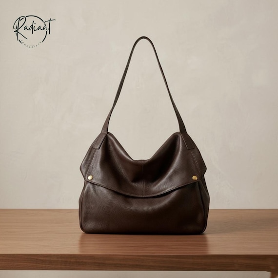Genuine Leather Hobo Bag for Women, Shoulder Bag, Soft Slouchy Tote Purse, Minimalist Everyday Handbag, Large Capacity Bag, Gift for Her