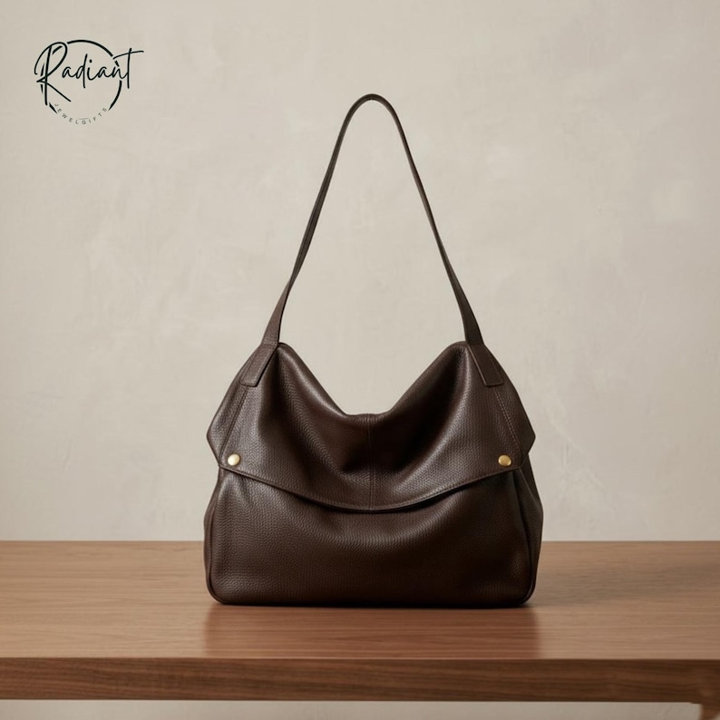 Genuine Leather Hobo Bag for Women, Shoulder Bag, Soft Slouchy Tote Purse, Minimalist Everyday Handbag, Large Capacity Bag, Gift for Her Brown