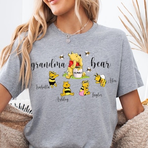 Grandma Bear Shirt with Grandkids Names: Custom Family Graphic Tee