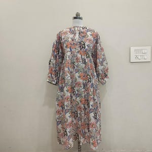 Multi Color Floral Printed Cotton Long Maxi Dress, Block Print Soft Cotton Dress, Summer Cotton  Dress, Floral Long Cotton Dress