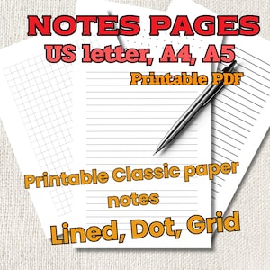 Klasyczne notatki papierowe do druku, w linie, w kropki, w kratkę, pliki PDF, wykład, nauka, praca, codziennie, list amerykański, A4, A5