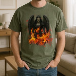 Angelic Flames Unisex T-Shirt: Goth Halloween Tee