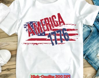 Vintage America 1776 PNG: Patriotic USA Flag Design (Digital Download)