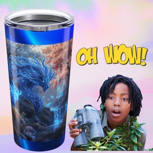 Gamer 20oz tumbler, DnD mug, 20oz Travel Mug, Gift for Dragon Lovers, Unique Home Decor, Magic creature tumbler