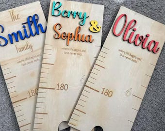 Personalized wooden growth chart for kids: Height Chart, Baby shower gift