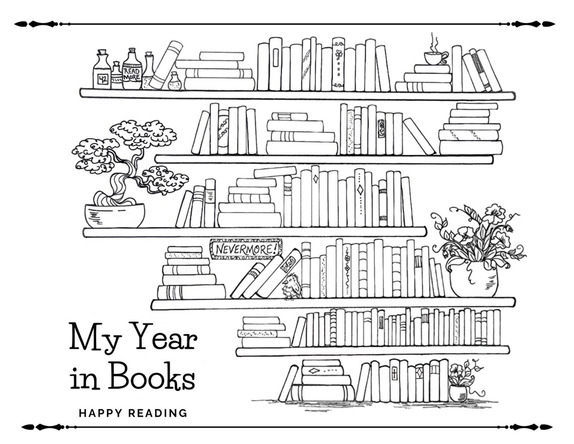 Reading Tracker, Coloring in Your Book Shelf, Reading Journal Page - Etsy
