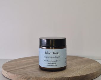 Tallow Magnesium Balm for Relaxation + Sleep | Blue Tansy + Sandalwood + Lavender | Organic Essential Oils | 10% Magnesium Chloride - 4 oz