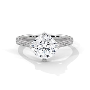 Sterling Silver Moissanite Solitaire Ring: D Color VVS1, Engagement Gift