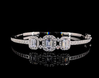 925 スターリング シルバー 14.5 カラット エメラルド カット GRA 認定