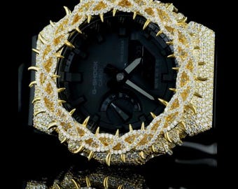 Iced Out Moissanite Digital Watch: Custom Bust Down 2100 Timepiece