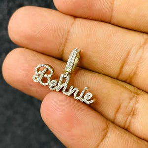 Colgante con nombre personalizado, plata de ley 925 con moissanita, collar personalizado, joyería con colgante personalizado, colgante de plata personalizado, colgante brillante