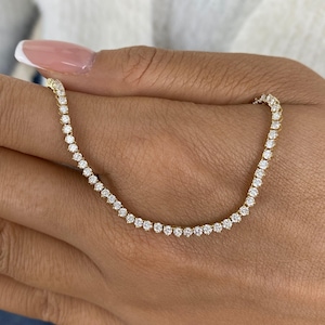 2 mm Moissanit Tennishalsband & Gemkedja Set | Diamantliknande Lagerguldsmycken