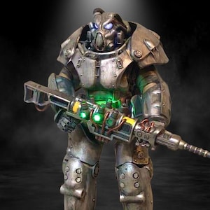 X-01 Power Armor STL File – Fallout 4 Inspired | Light-Up Eyes & Rifle | 3D Printable Model