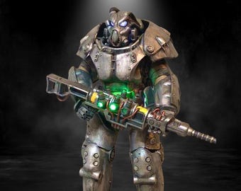 X-01 Power Armor STL File – Fallout 4 Inspired | Light-Up Eyes & Rifle | 3D Printable Model