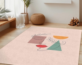 Geometric Pattern Decorative Rectangle Area Rug | Modern Living Room Carpet | Stylish Home Decor | Unique Geometric Design Rug