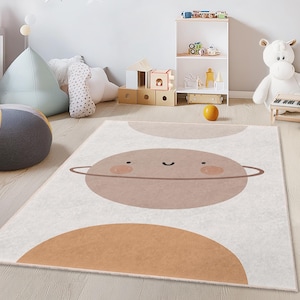 Bonita alfombra rectangular para niños con temática de planetas, suave alfombra de dibujos animados para guardería, decoración de sala de juegos, alfombra para habitación infantil
