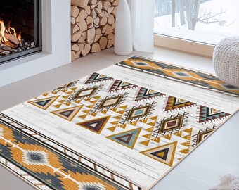 Modern Bohemian Area Carpet | Geometric Pattern Rectangle Rug | Stylish Living Room Decor | Unique Home Accent Rug
