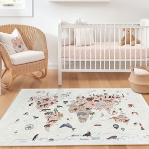 Skurriler Tierteppich, Kinderteppich, Bunte Tier-Themen-Teppich, Spaß-Spielzimmer-Teppich, Kinderzimmer-Dekor