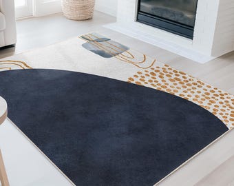 Chic Geometric Floor Mat | Abstract Geometric Design Rectangular Area Rug | Modern Living Room Carpet | Stylish Home Decor