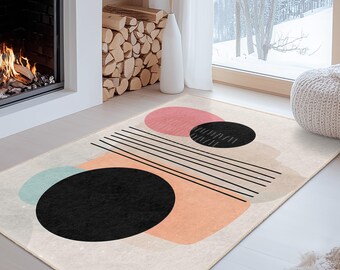 Stylish Home Decor | Abstract Geometric Pattern Rectangle Area Rug | Modern Living Room Carpet |  Trendy Floor Mat