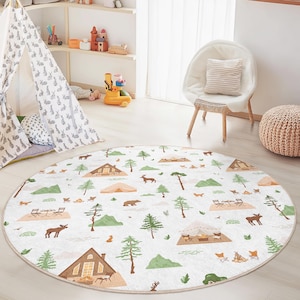 Runder Kinderteppich, Waldspielteppich, Kinderteppich, Naturteppich, Kinderteppich, Kinderteppich, Kinderteppich