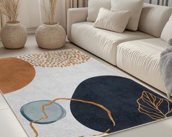 Abstract Geometric Rectangle Area Rug | Modern Living Room Carpet | Trendy Home Decor | Stylish Rectangular Mat