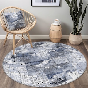 Elegant Round Area Rug, Bohemian Style Round Carpet, Living Room Decor, Soft Round Rug, Bedroom Round Rug, Unique Pattern Rug