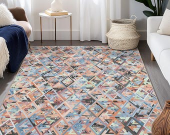 Geometric Triangles Area Rug, Modern Abstract Carpet