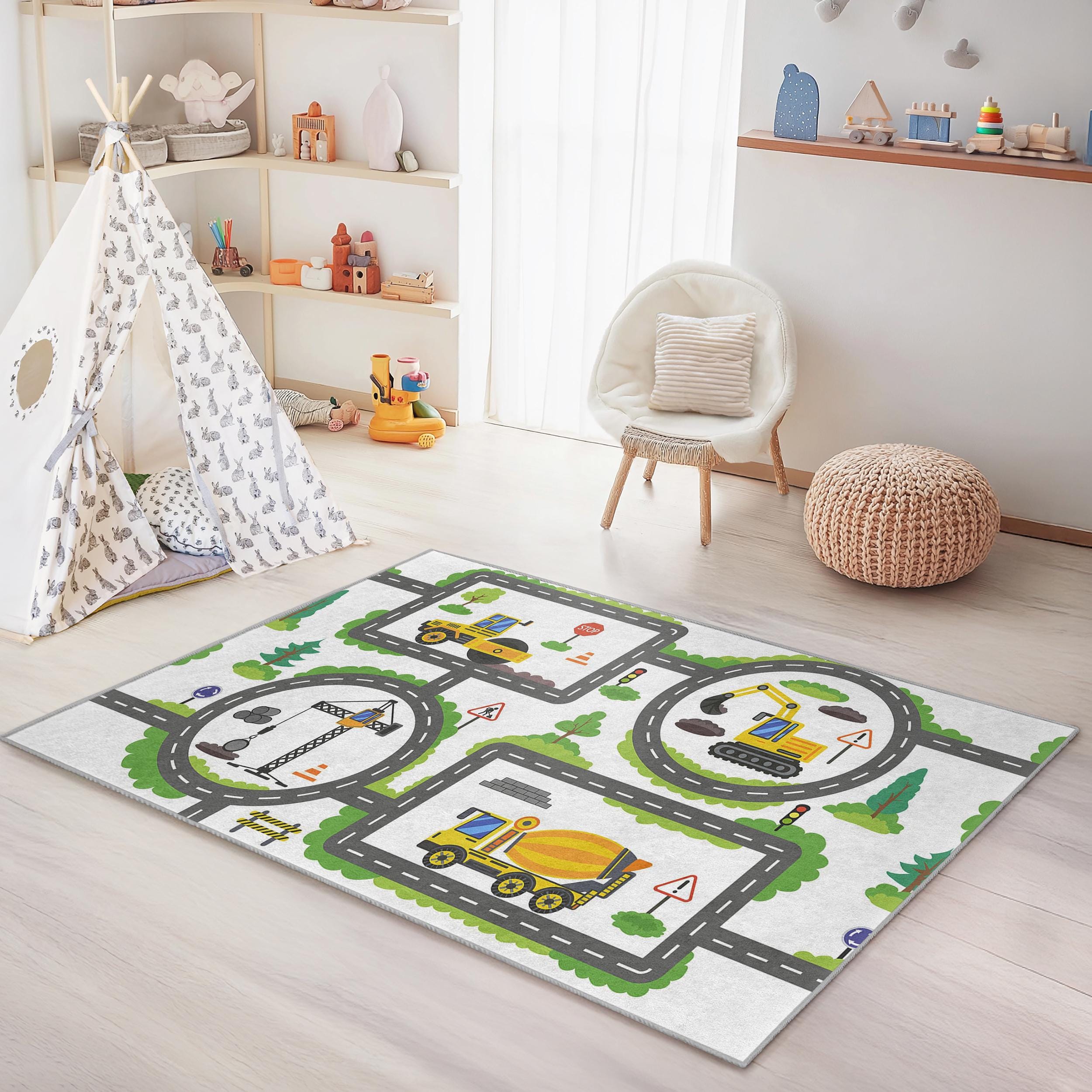 Car Track Play Mat Kids Car Track Play Rug - 2x4 Foot Non-Slip Playmat ...