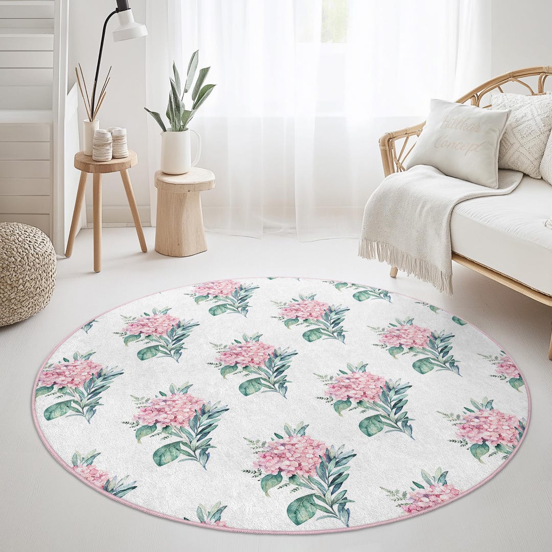 Round Rug With Patterns Buy Floral Pattern Round Area Rug, Elegant Flower Design Rug, Botanical ...