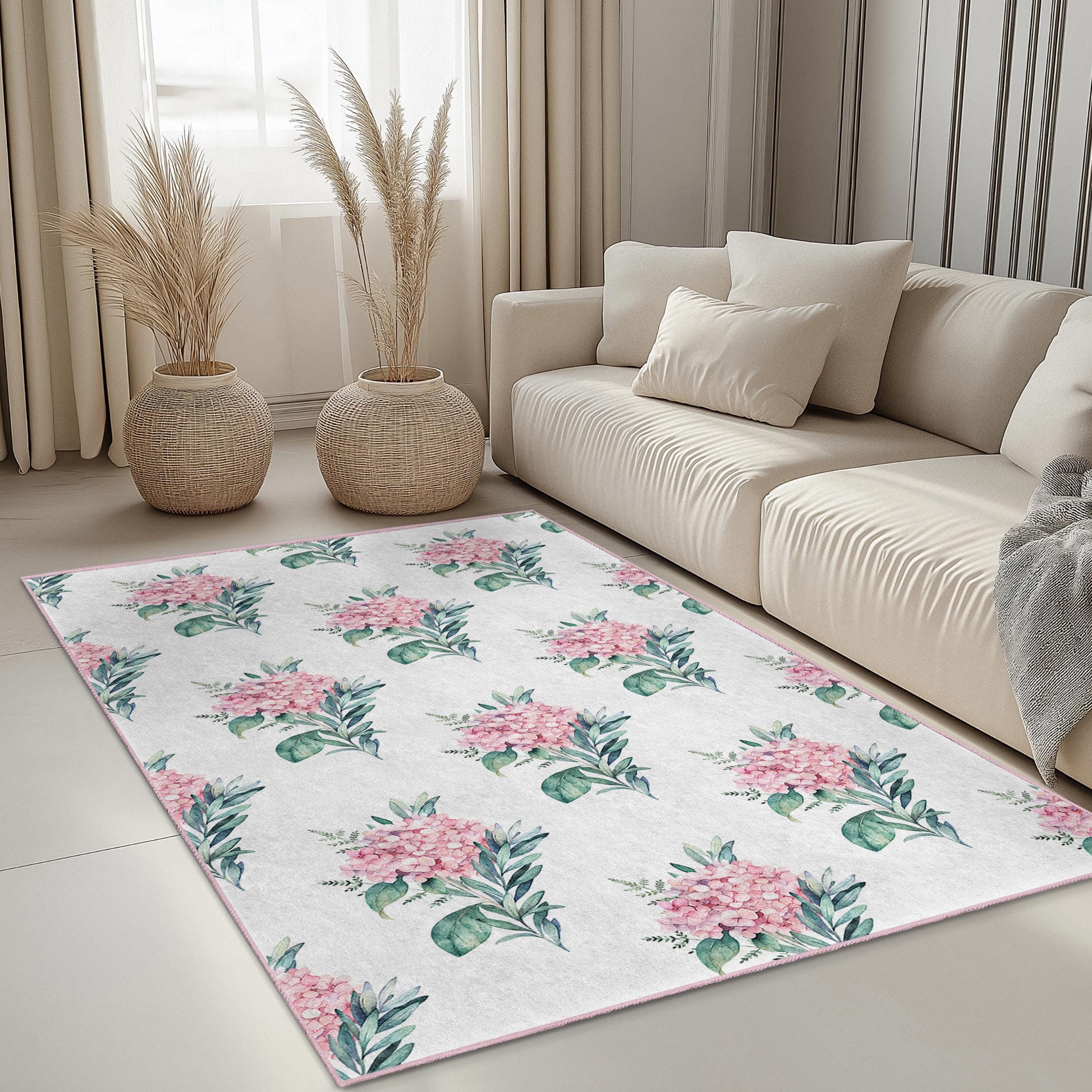 elegant floral pattern carpet -140×200cm Floral Pattern Rectangle Rug, Elegant Flower Carpet for Living