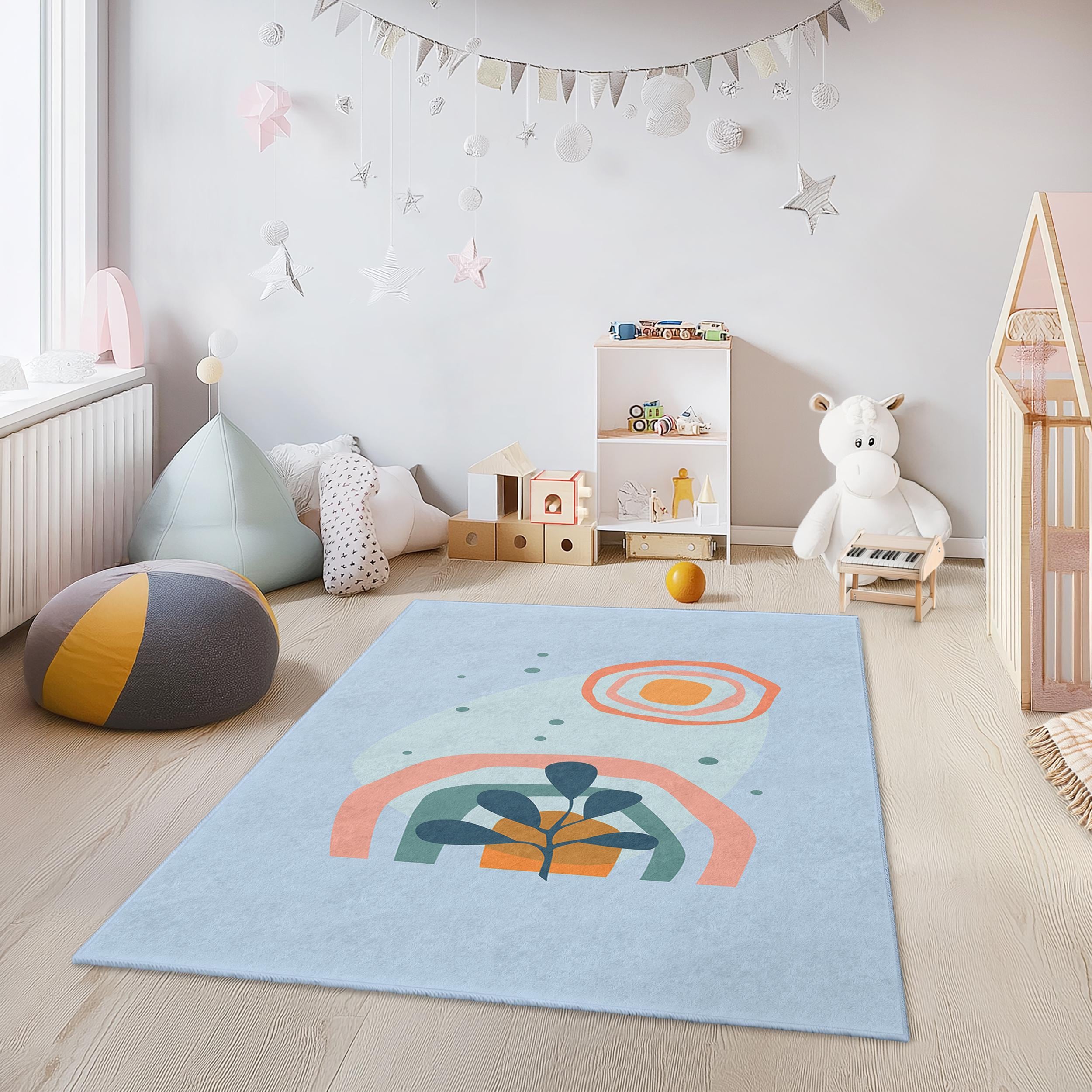 Rainbow Plant Kids Area Rug, Colorful Nursery Decor - Etsy 日本