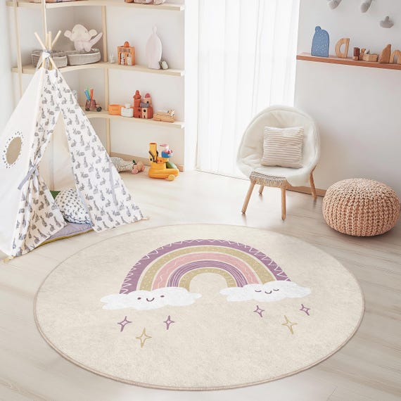 Tappeto Rotondo Per Bambini 60 Cm Con Balena – Morbido, Antiscivolo E Lavabile - 4