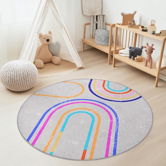Tappeto Rotondo Morbido Antiscivolo Per Bambini – Design Animaletto Carinissimo, Perfetto Per Cameretta E Giochi