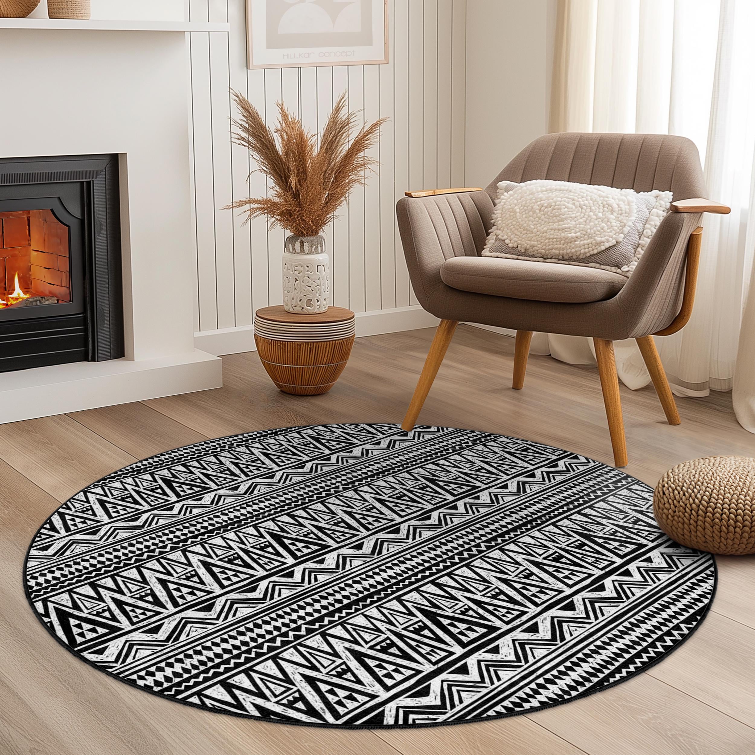 ボヘミアンスタイル ラグ 白黒 幾何学模様 ボヘミアンスタイル ラグ 白黒 幾何学模様 ジュート ホワイト ブラック