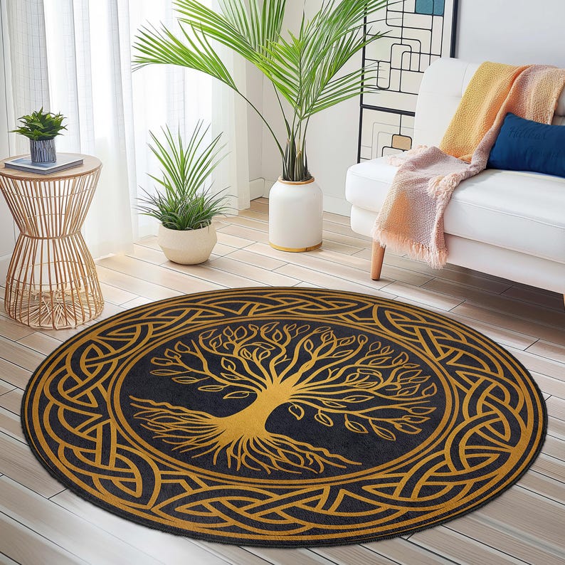 Celtic Tree of Life Round Rug, Bohemian Home Decor - Etsy
